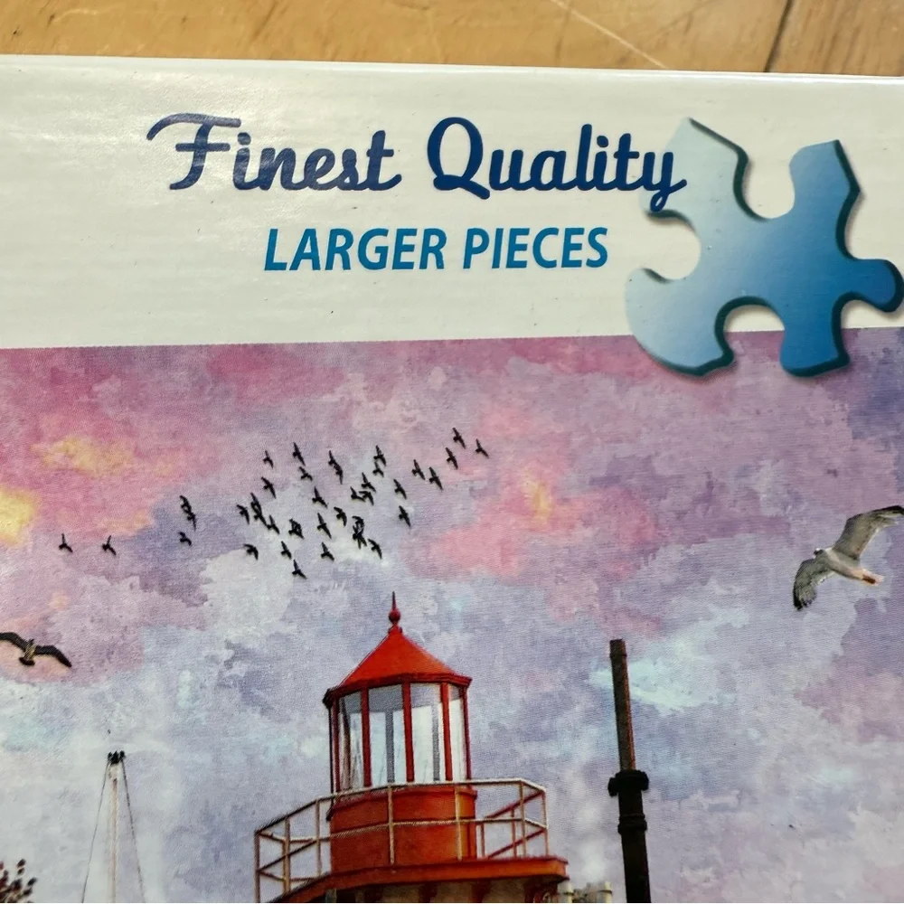 WHITE MOUNTAIN 1000pc Harbor Evening coastal themed jigsaw puzzle